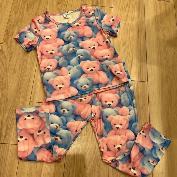 クマ柄 キッズ ベビー 4Y セットアップ 半袖 100-110cm相当 Tシャツ パジャマ