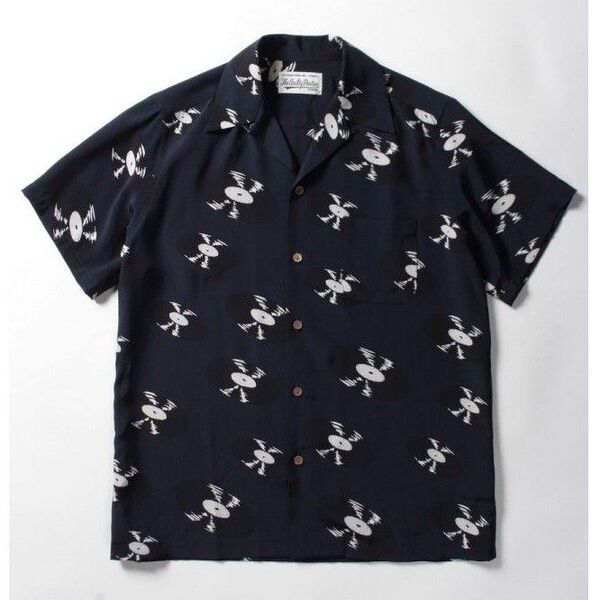 WACKO MARIA ワコマリア RECORDS HAWAIIAN SHIRTS S/S NAVY L
