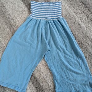 夏 子供用 寝巻き パジャマ 半ズボン 120cm 水色 ストライプ 2枚セット