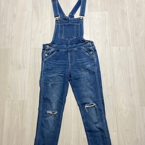 デニムオーバーオール 【S】サイズ ダメージ加工 インディゴブルー