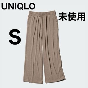 ユニクロ ソフトブラッシュドイージーパンツ ブラウン S ウエストゴム パンツ