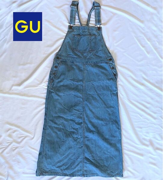 【美品】【大人気】GU デニムサロペットスカート XLサイズ ジャンパースカート 大きいサイズ ジーユー