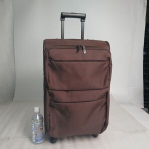 中古 68 ソフトケース キャリーケース ブラウン 南京錠付き