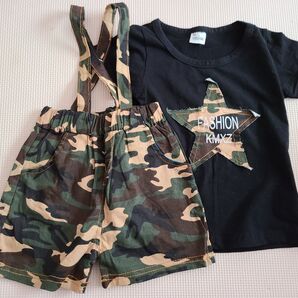 迷彩柄ショートパンツとTシャツ2点セット サイズ100