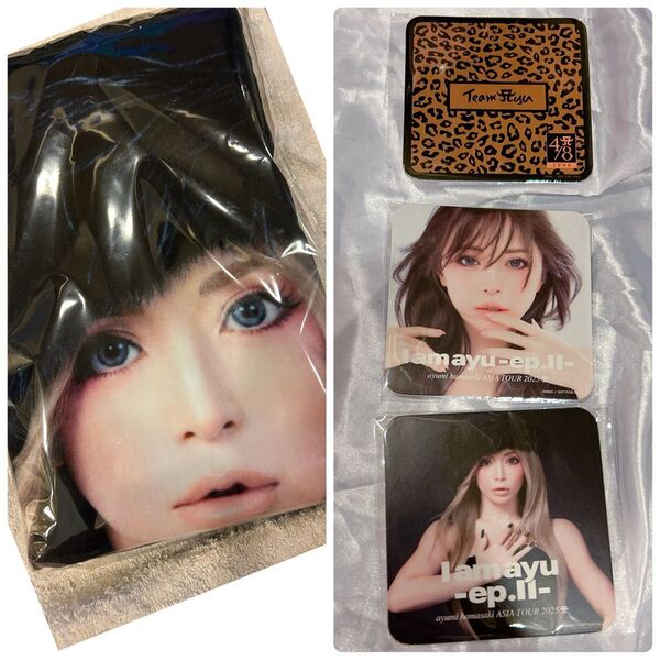 浜崎あゆみ アジアツアー グッズ ビッグタオル、キッチンカー配布限定コースター3種 合計4点セット