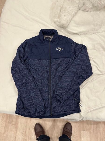 Callaway ゴルフウェア 中綿ジャケット ネイビー シェブロン柄 メンズ