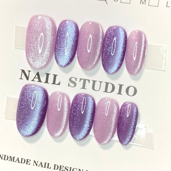 511 現品ネイルチップ XSサイズ 親指長さ19mm ハンドメイド マグネットうるツヤニュアンスちゅるんサイド奥行き量産型