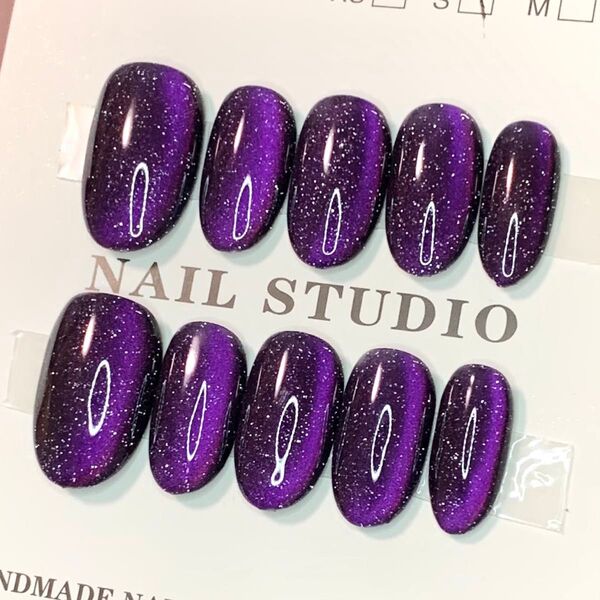 536 現品ネイルチップ Sサイズ 親指長さ19mm ハンドメイド ワンカラーマグネットうるツヤ奥行きサイドニュアンスちゅるん