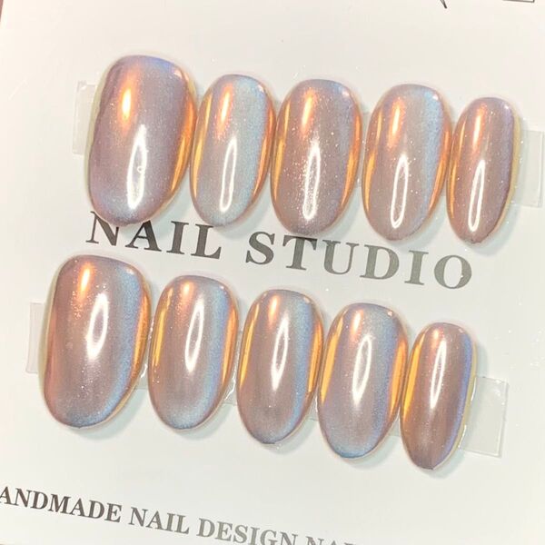 537 現品ネイルチップ Sサイズ 親指長さ19mm ハンドメイド ワンカラーマグネットうるツヤ奥行きミラーオーロラちゅるん