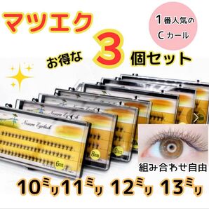 【10㍉】マツエク セルフ Cカール 10束 まつ毛エクステ つけまつ毛 3個