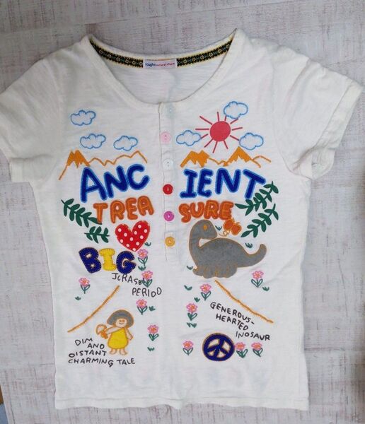 rough natiral charm Tシャツ カットソー オフホワイト 刺繍