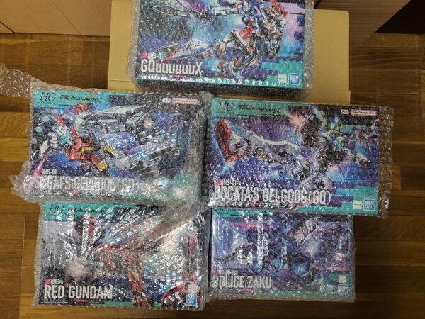 新品未組立5点セット HG 1/144 ジークアクス 軍警ザク ゲルググ スガイ機 ボカタ機 赤いガンダム