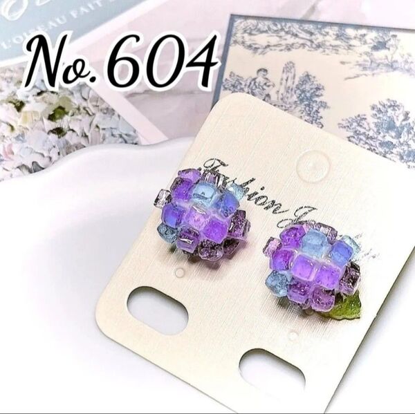 【再販】No.604 紫陽花☆和菓子☆ピアス☆イヤリング変更無料☆値引交渉OK☆