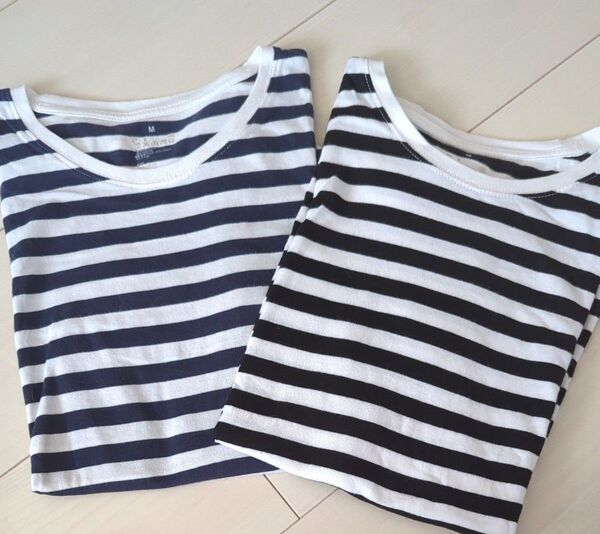 無印良品 MUJI Tシャツ ボーダー カットソー 半袖 コットン100 M トップス 2枚セット