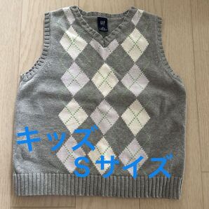 GAP アーガイル柄 ニットベスト Sサイズ グレー