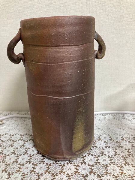 作家物中村眞 備前焼 耳付花入 花瓶 花器 フラワーベース 中村真 華道具 骨董