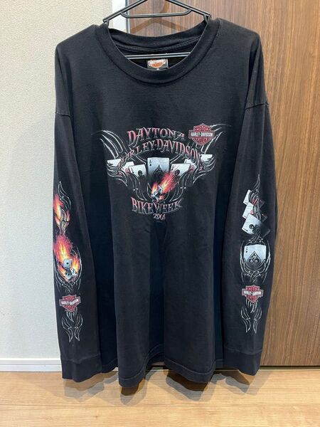 00's HARLEY-DAVIDSON ロンT ファイヤーパターン XL 長袖Tシャツ