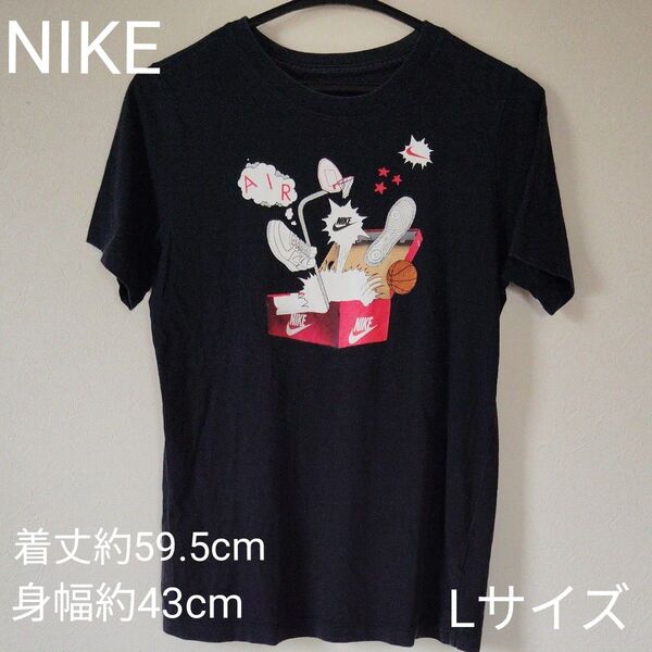 【USED品】☆バスケ好きの方におすすめ☆ナイキ プリント Tシャツ バスケット柄 Lサイズ トップス NIKE