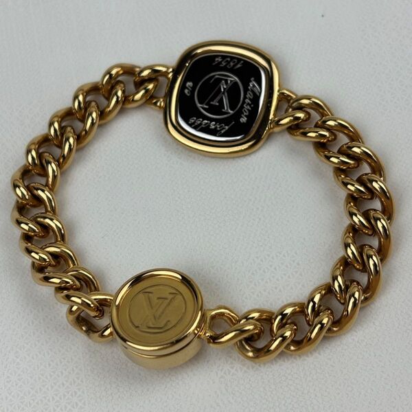 極美品!LOUIS VUITTON ルイヴィトン ブレスレット ID LV M61092アクセサリー バングル ゴールド