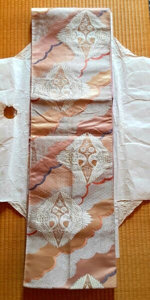 着物 帯 ゴールド ピンク オレンジ 着物帯 和装 和服 呉服 レトロ 昭和レトロ 大正レトロ アンティーク 大正ロマン