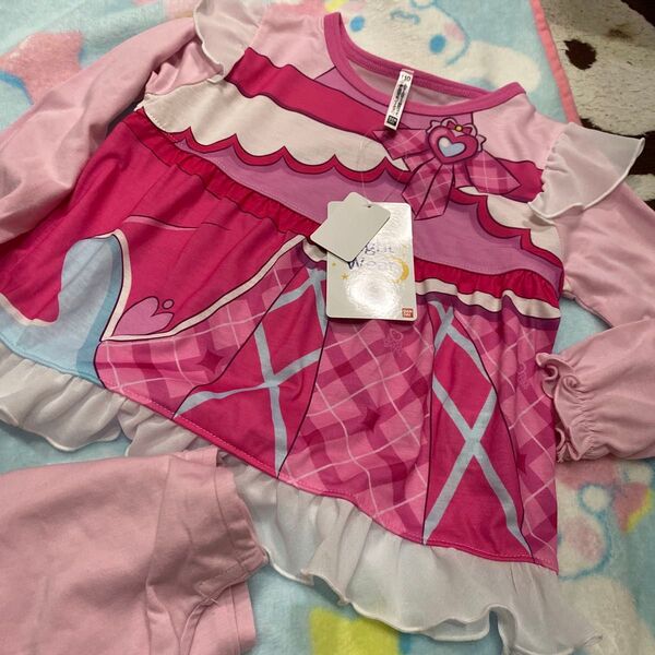 キミとアイドルプリキュア なりきり 女の子 パジャマ 上下セット 110cm ピンク チェック柄