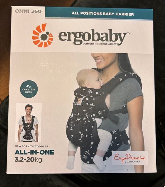 【美品】エルゴベビー オムニ360 クールエア OMNI ergobaby 抱っこひも ブラックスター 正規品