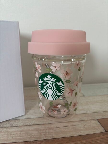 【新品】スターバックス さくら ダブルウォール耐熱グラス 蓋付き カップ マグカップ 桜 2024
