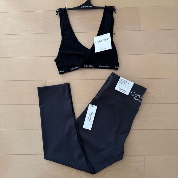 【新品】Calvin Klein セットアップ ハーフレギンスとブラトップ スポーツブラ ヨガ トレーニング カルバンクライン