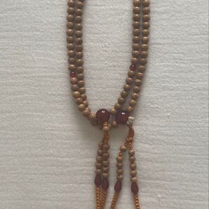 木製数珠 山吹色 女性用 男女兼用 不動明王 ロング数珠