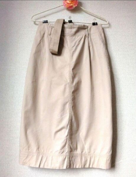 タイト スカート コットン リボン ベルト 付