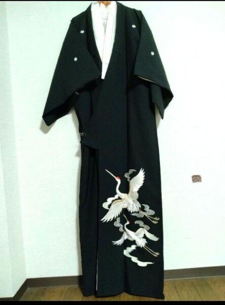 着物 和装 黒留袖 江戸褄 長襦袢 鶴