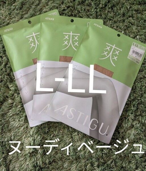 アツギ 爽 ストッキング ヌーディベージュ 3枚セット L-LL ATSUGI