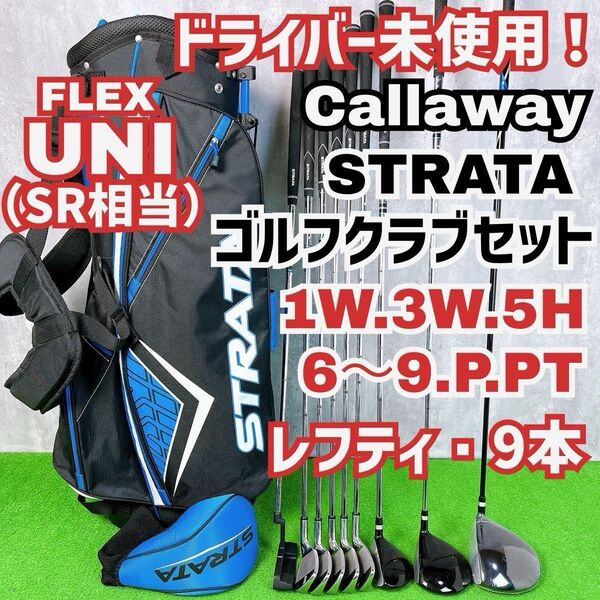 貴重レフティ メンズ初心者用 1W未使用 キャロウェイ ストラータ ゴルフクラブセット 左9本 Y25062403