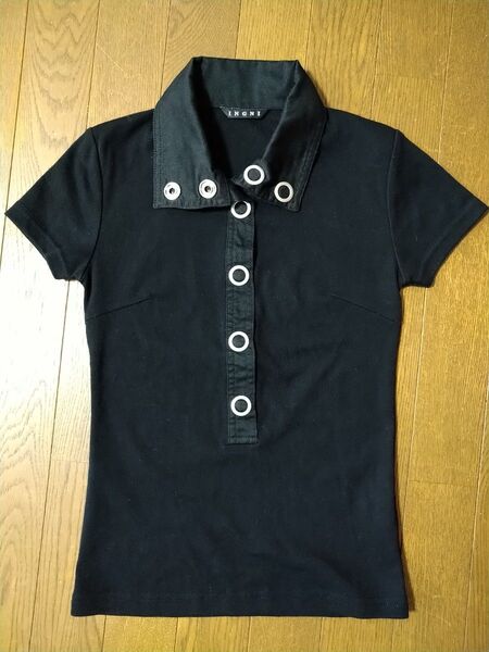 Tシャツ 黒 半袖 M ボタン INGNI