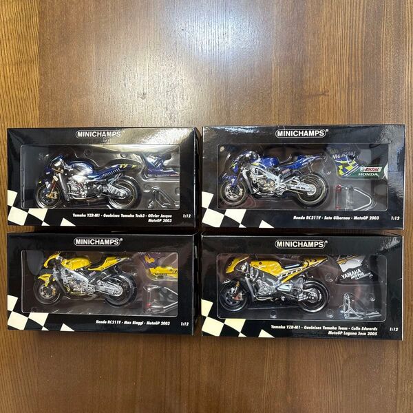 ミニチャンプス 1/12スケール オートバイ 模型 YZR-M1 RC211V 4個セット