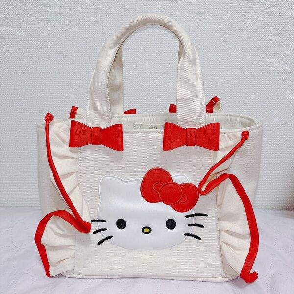 ハローキティ hellokitty フリル リボン トートバッグ sanrio サンリオ