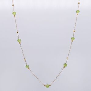 1点もの!K18YG ペリドット ステーションネックレス スライド 50cm