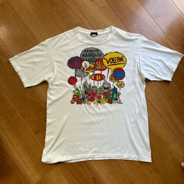【希少】VOLCOM モンスター グラフィック Tシャツ 旧タグ 90s ヴィンテージ 古着 シングルステッチ デカプリント