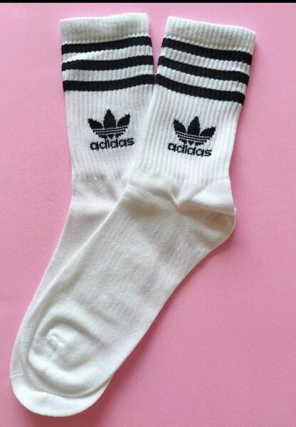 【新品・未使用】アディダス adidasミッドカット クルーソックス ホワイト 1足