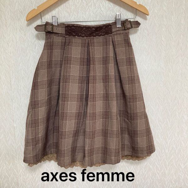axes femme アクシーズファム レディース ブラウン レース スカート キュロット Mサイズ