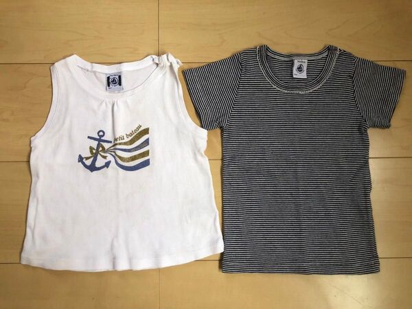 ベビー☆子供服 プチバトー ノースリーブ Tシャツ 86 2枚セット トップス 夏服