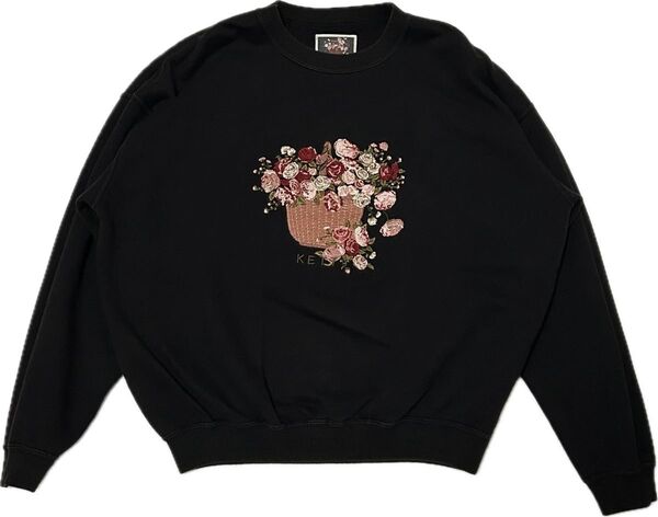 KETTY ケティ トレーナー スウェット 裏起毛 長袖 薔薇 花柄 ブラック 黒