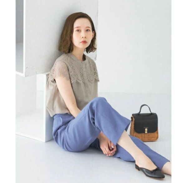 URBAN RESEARCH ROSSO ウォッシャブルヨークレースブラウス