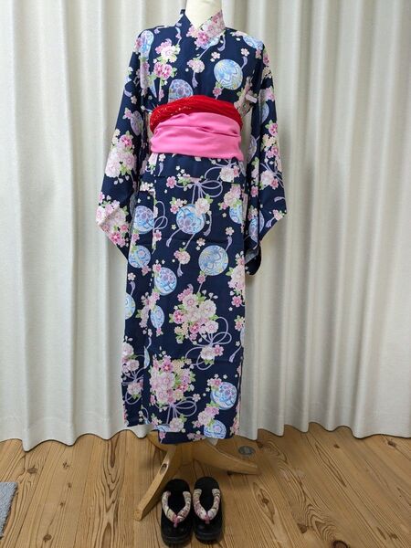 浴衣、帯、下駄、髪飾り セット 150cm