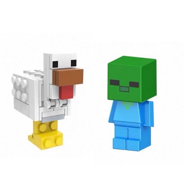 マイクラムービー ベビーゾンビ チキンジョッキーミニフィグ レゴ互換 LEGO ミニフィギュア Minecraft