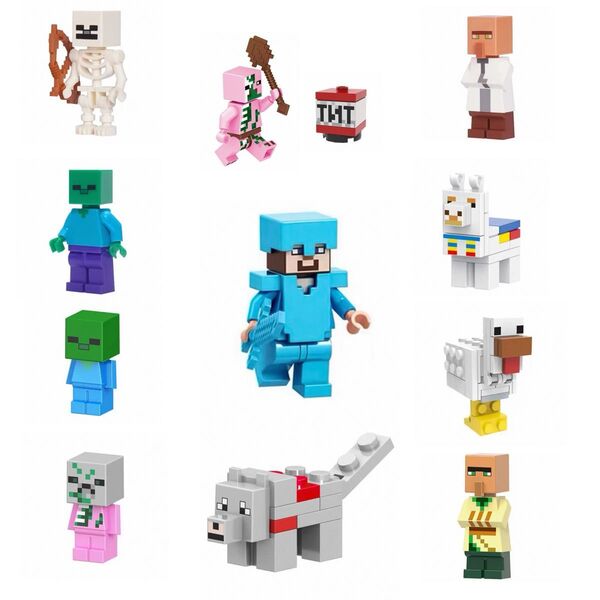 マイクラムービー風 ベビーゾンビ チキンジョッキー スミス ミニフィグ 11体 レゴ互換 LEGO ミニフィギュア