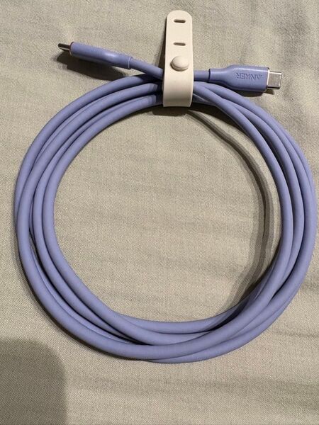 Anker PowerLine III Flow USB-C to C 絡まないケーブル (1.8m ラベンダーグレー)