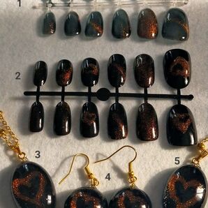 うるうるキラキラ! 大人ハート ネイル・ネックレス・ピアス ハンドメイド