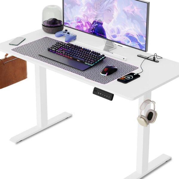 電動昇降式デスク 机 ゲーミングデスクUSB・コンセント付 120x60cm オフィスデスク スタンディングデスク 昇降式デスク