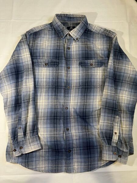 George ネルシャツ 長袖シャツ 青ベース Lグッドカラー ネルシャツ フランネルシャツ 長袖 チェック柄